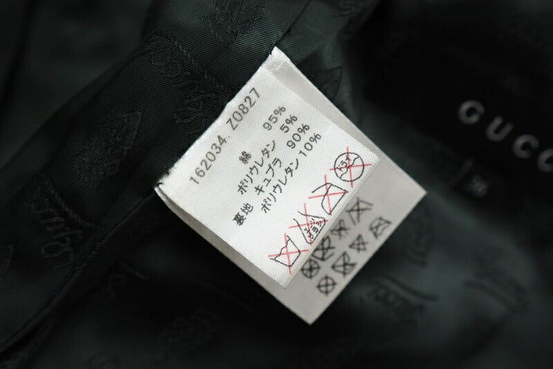 GUCCI Jacket 162034 95% cotton, 5% polyurethane / Lining: 90% cupra, 10% polyurethane green Women 36 Used Authentic