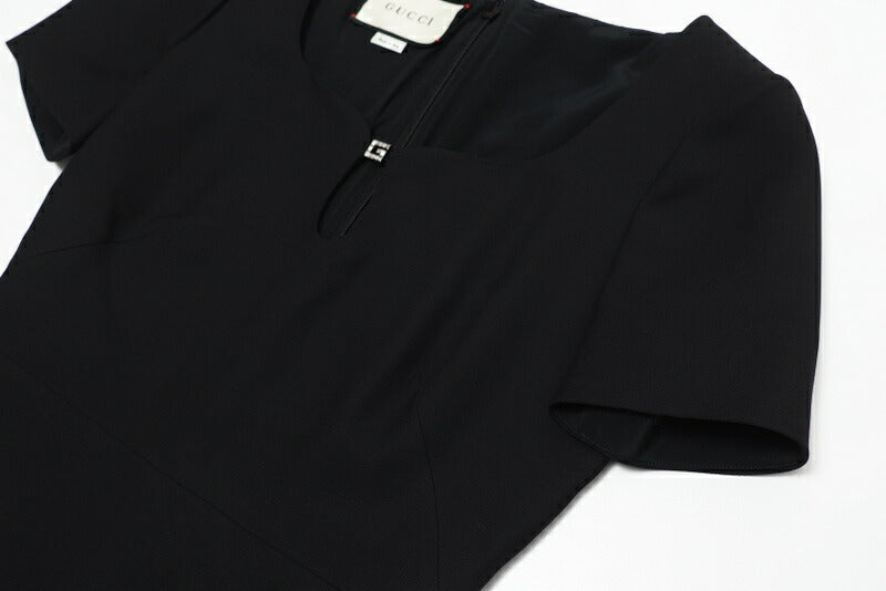 GUCCI one piece 631484 ZAD88 Outer: 54% silk, 46% wool / Lining: 73% acetate, 27% silk black Women 36 Used Authentic