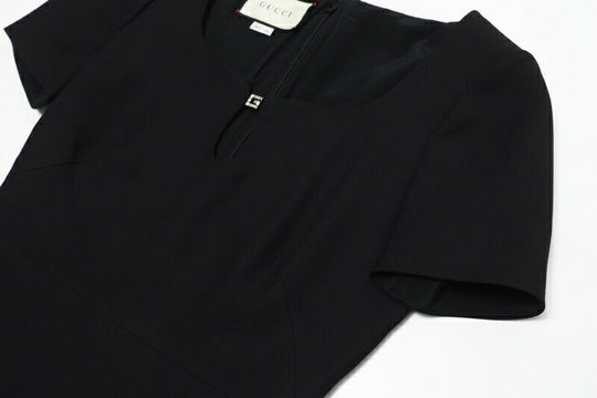 GUCCI one piece 631484 ZAD88 Outer: 54% silk, 46% wool / Lining: 73% acetate, 27% silk black Women 36 Used Authentic