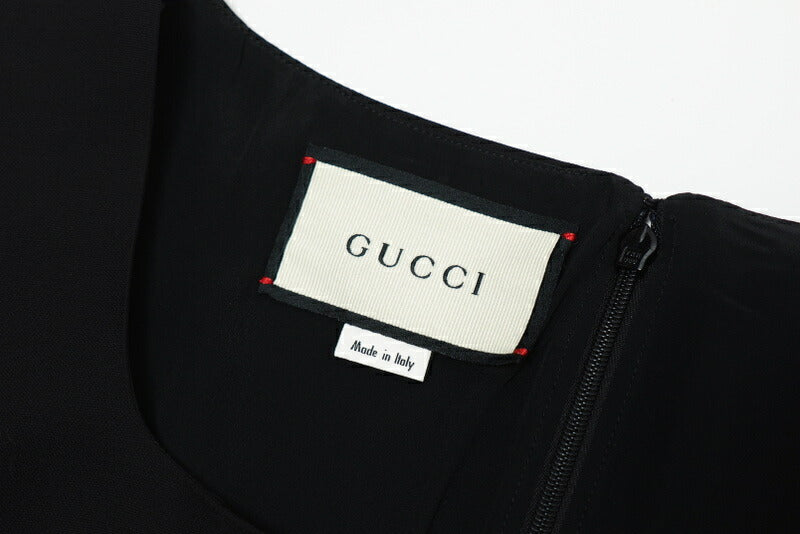 GUCCI one piece 631484 ZAD88 Outer: 54% silk, 46% wool / Lining: 73% acetate, 27% silk black Women 36 Used Authentic