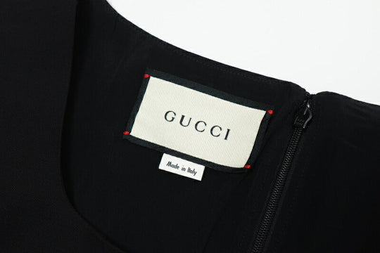 GUCCI one piece 631484 ZAD88 Outer: 54% silk, 46% wool / Lining: 73% acetate, 27% silk black Women 36 Used Authentic