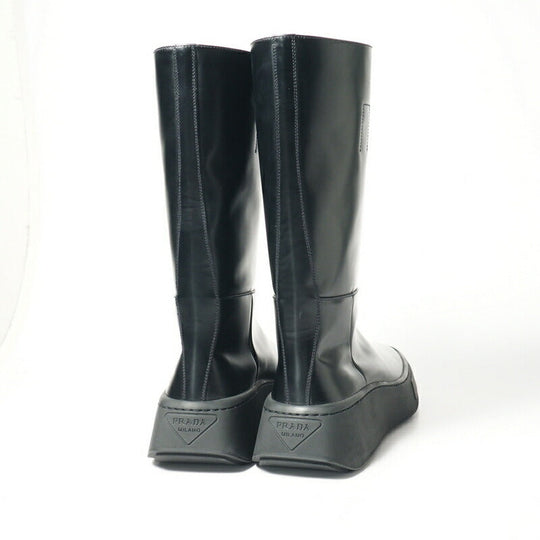 PRADA boots 2WG013 leather black mens 7 Used Authentic