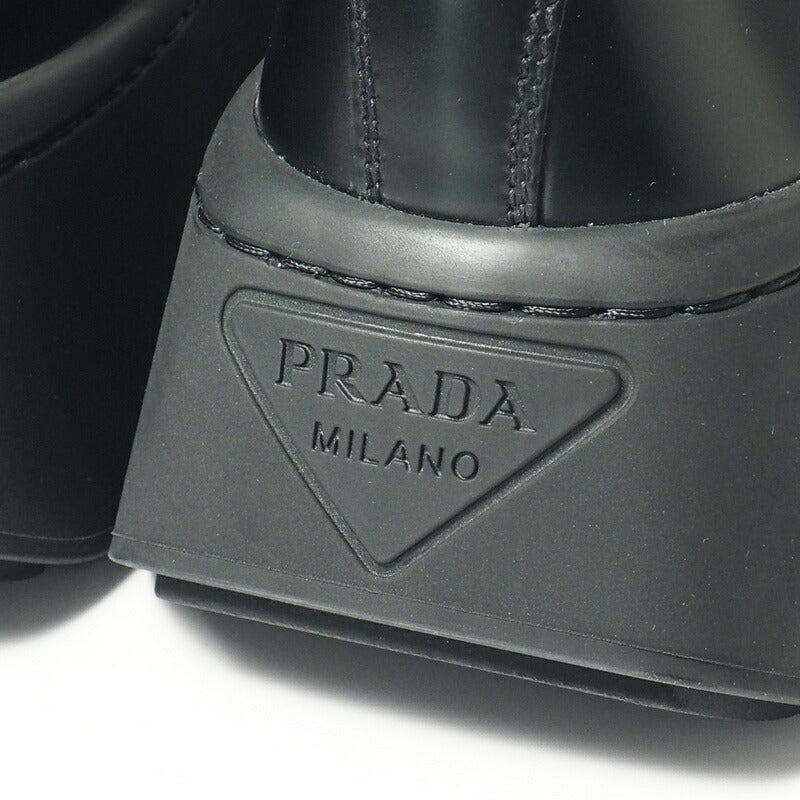 PRADA boots 2WG013 leather black mens 7 Used Authentic