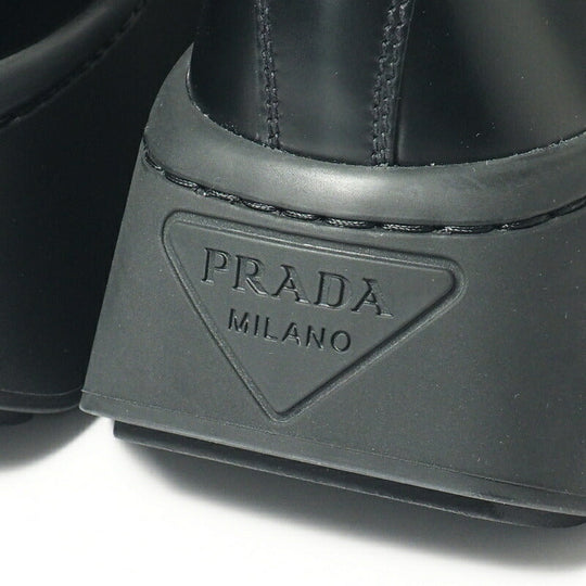 PRADA boots 2WG013 leather black mens 7 Used Authentic