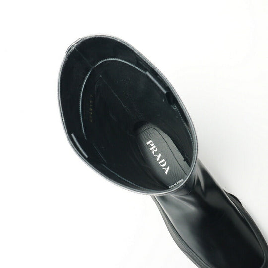 PRADA boots 2WG013 leather black mens 7 Used Authentic