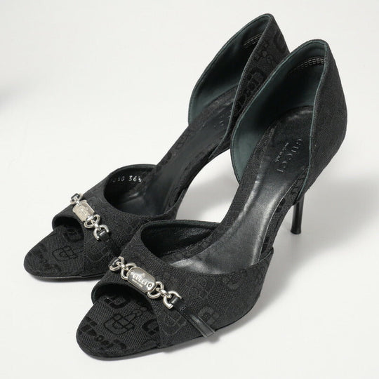 GUCCI pumps 317030 canvas black Women 36 1/2 Used Authentic