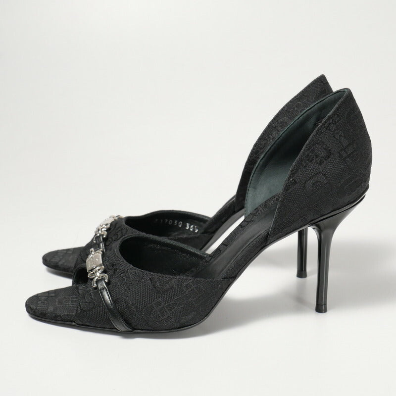 GUCCI pumps 317030 canvas black Women 36 1/2 Used Authentic