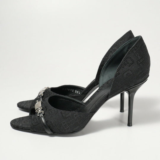 GUCCI pumps 317030 canvas black Women 36 1/2 Used Authentic