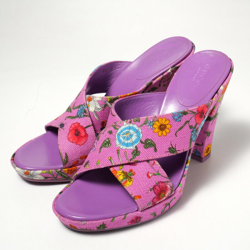 GUCCI Sandals 154911 canvas pink Women 36 Used Authentic