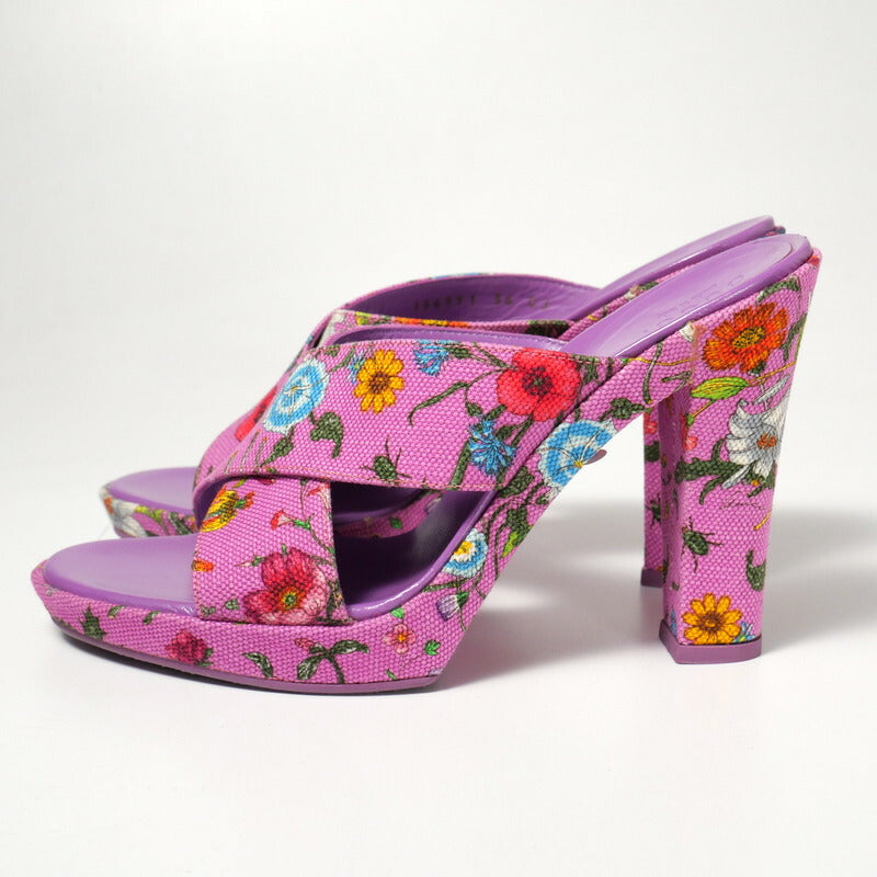 GUCCI Sandals 154911 canvas pink Women 36 Used Authentic