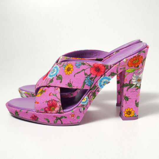 GUCCI Sandals 154911 canvas pink Women 36 Used Authentic