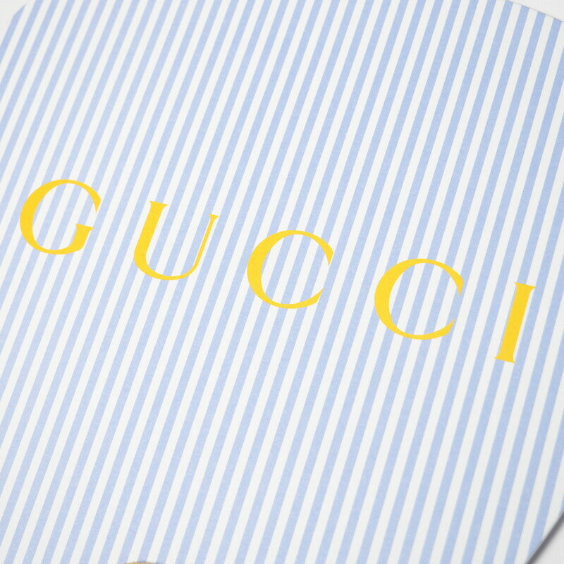 GUCCI Other miscellaneous goods Bamboo, Paper Light blue Stripe Pattern logo: Yellow Uchiwa fan Women(Unisex) Used Authentic