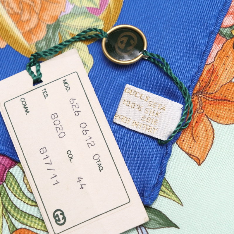 GUCCI scarf silk Green | Blue Women Used Authentic