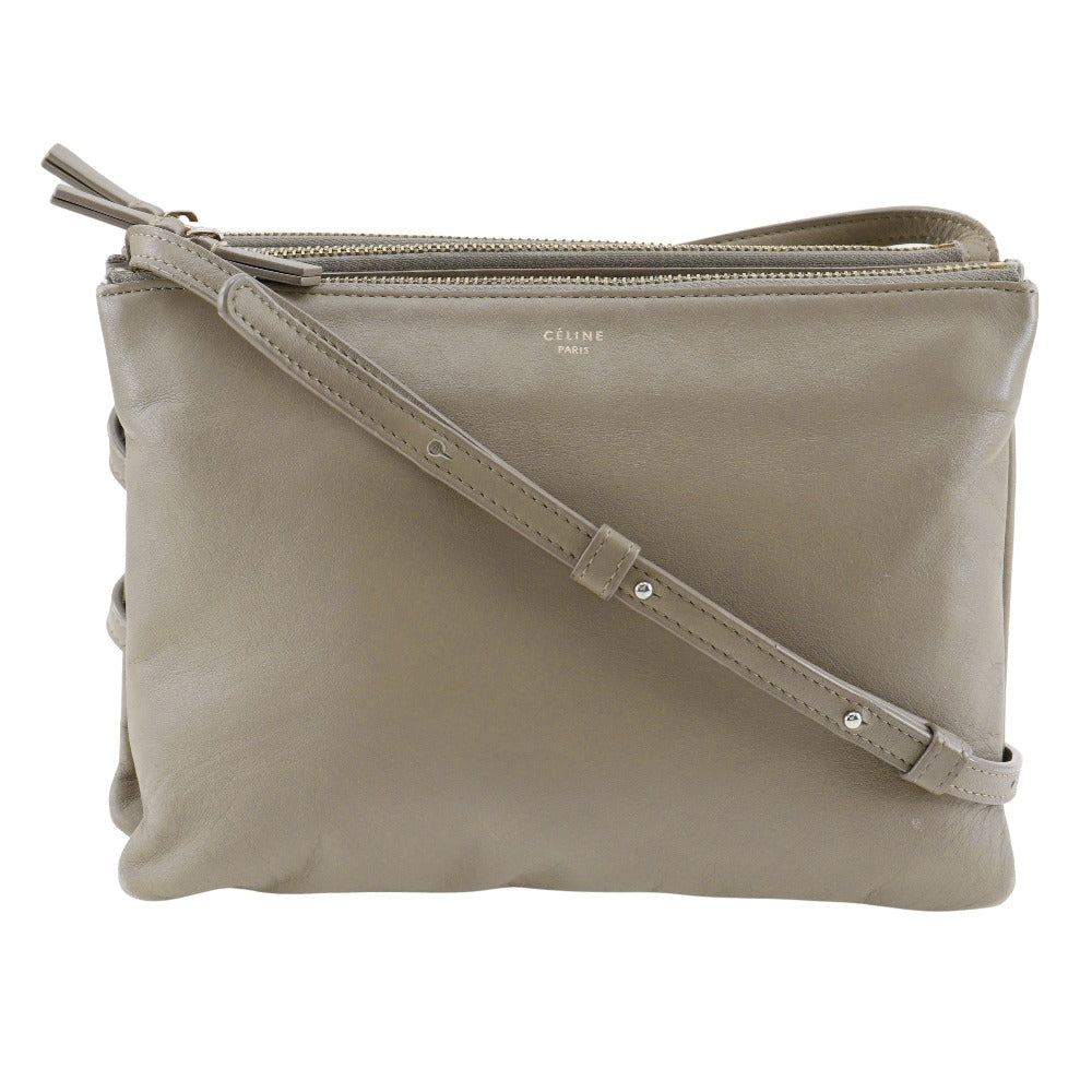 CELINE Shoulder Bag Calfskin gray Trio Large Women Used Authentic