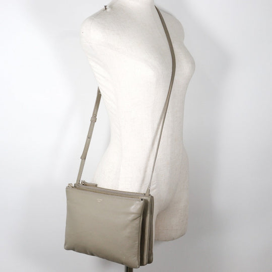 CELINE Shoulder Bag Calfskin gray Trio Large Women Used Authentic