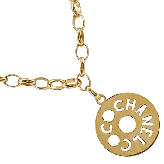 CHANEL Necklace Plated Gold gold vintage Round logo Women Used Authentic