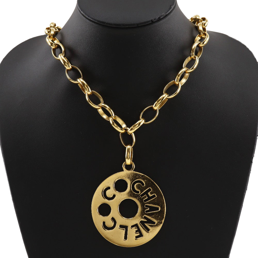 CHANEL Necklace Plated Gold gold vintage Round logo Women Used Authentic