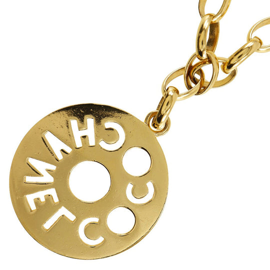 CHANEL Necklace Plated Gold gold vintage Round logo Women Used Authentic