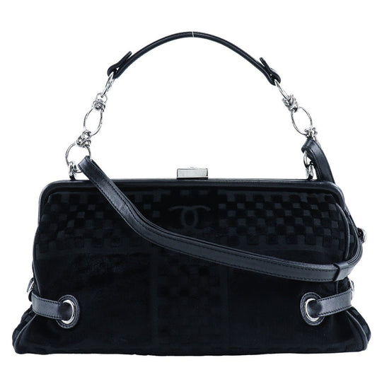 CHANEL Shoulder Bag A33096 Velor black Gamaguchi 2WAY COCO Mark ChainShoulder Women Used Authentic