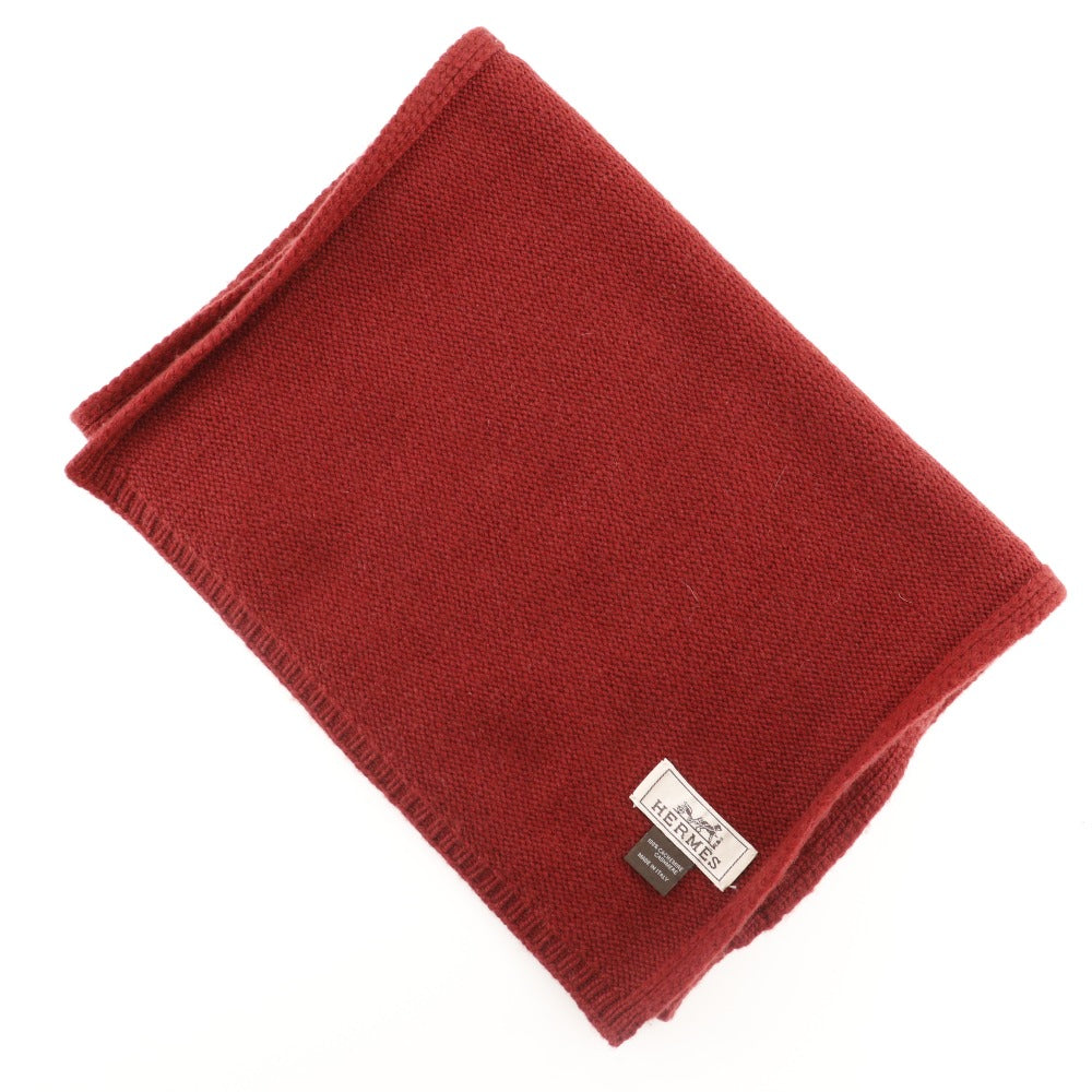 HERMES Scarf cashmere Red Women(Unisex) Used Authentic