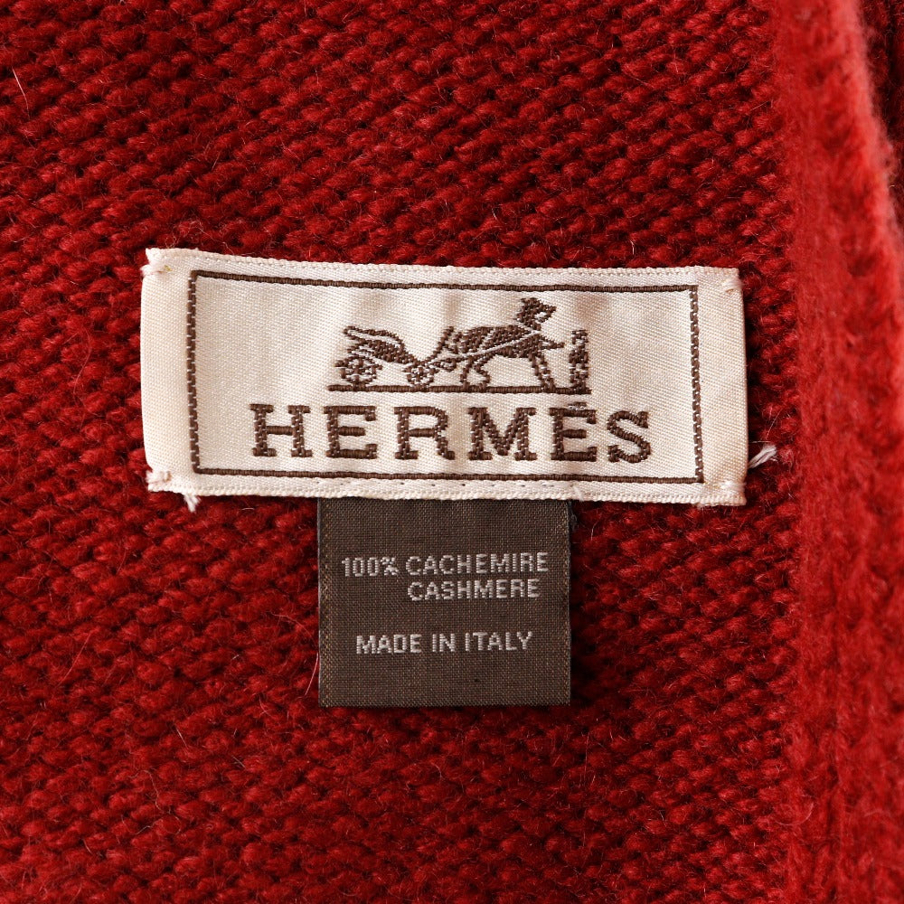HERMES Scarf cashmere Red Women(Unisex) Used Authentic