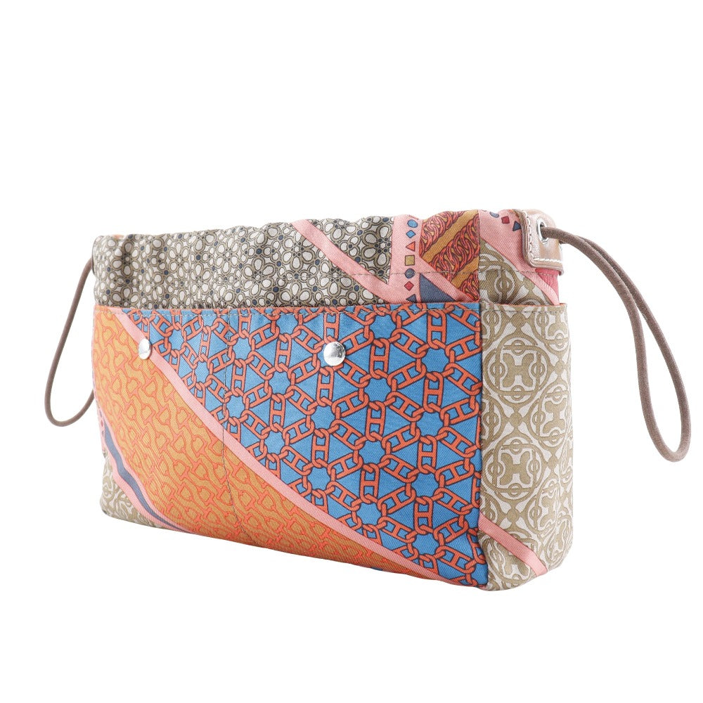 HERMES Pouch Silk, Vaubarenia Brown / orange CARRE EN CRAVATES Foolby 20 Women Used Authentic