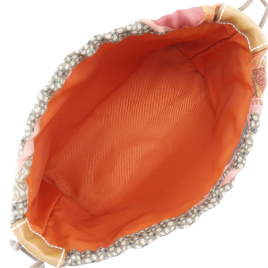 HERMES Pouch Silk, Vaubarenia Brown / orange CARRE EN CRAVATES Foolby 20 Women Used Authentic