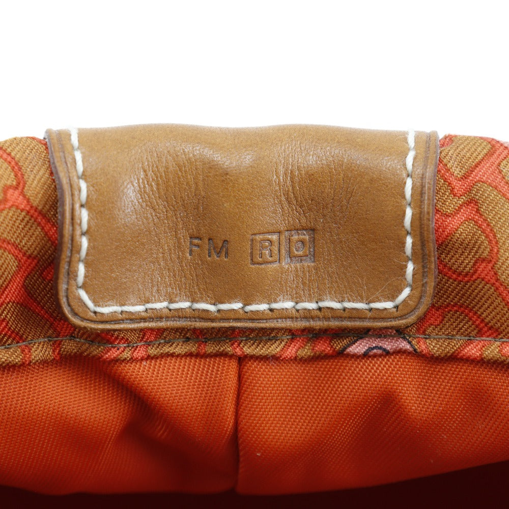 HERMES Pouch Silk, Vaubarenia Brown / orange CARRE EN CRAVATES Foolby 20 Women Used Authentic