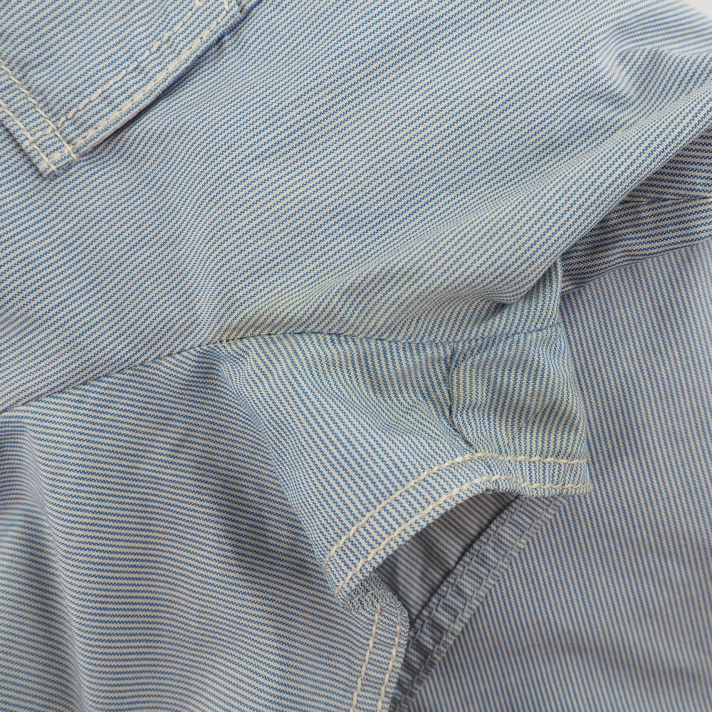 CHANEL Short sleeve shirt P24930V15491 silk Blue Women 38 Used Authentic