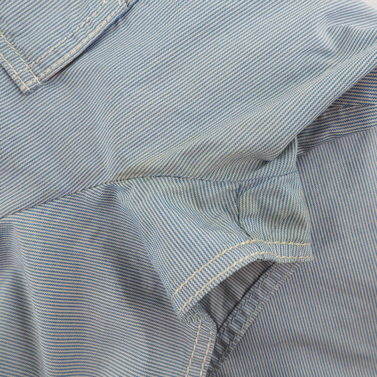 CHANEL Short sleeve shirt P24930V15491 silk Blue Women 38 Used Authentic