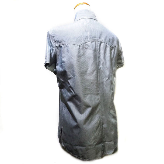 CHANEL Short sleeve shirt P24930V15491 silk Blue Women 38 Used Authentic