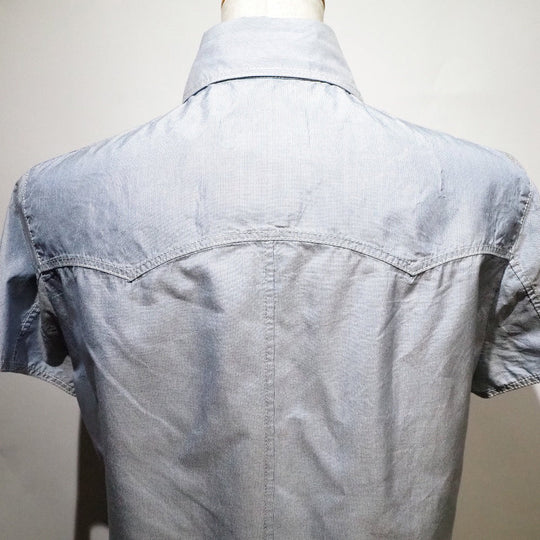 CHANEL Short sleeve shirt P24930V15491 silk Blue Women 38 Used Authentic