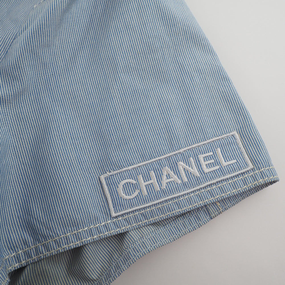 CHANEL Short sleeve shirt P24930V15491 silk Blue Women 38 Used Authentic