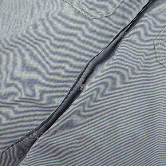 CHANEL Short sleeve shirt P24930V15491 silk Blue Women 38 Used Authentic