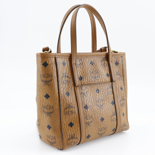 MCM Handbag leather Brown 2WAYShoulder Vicetos Women Used Authentic