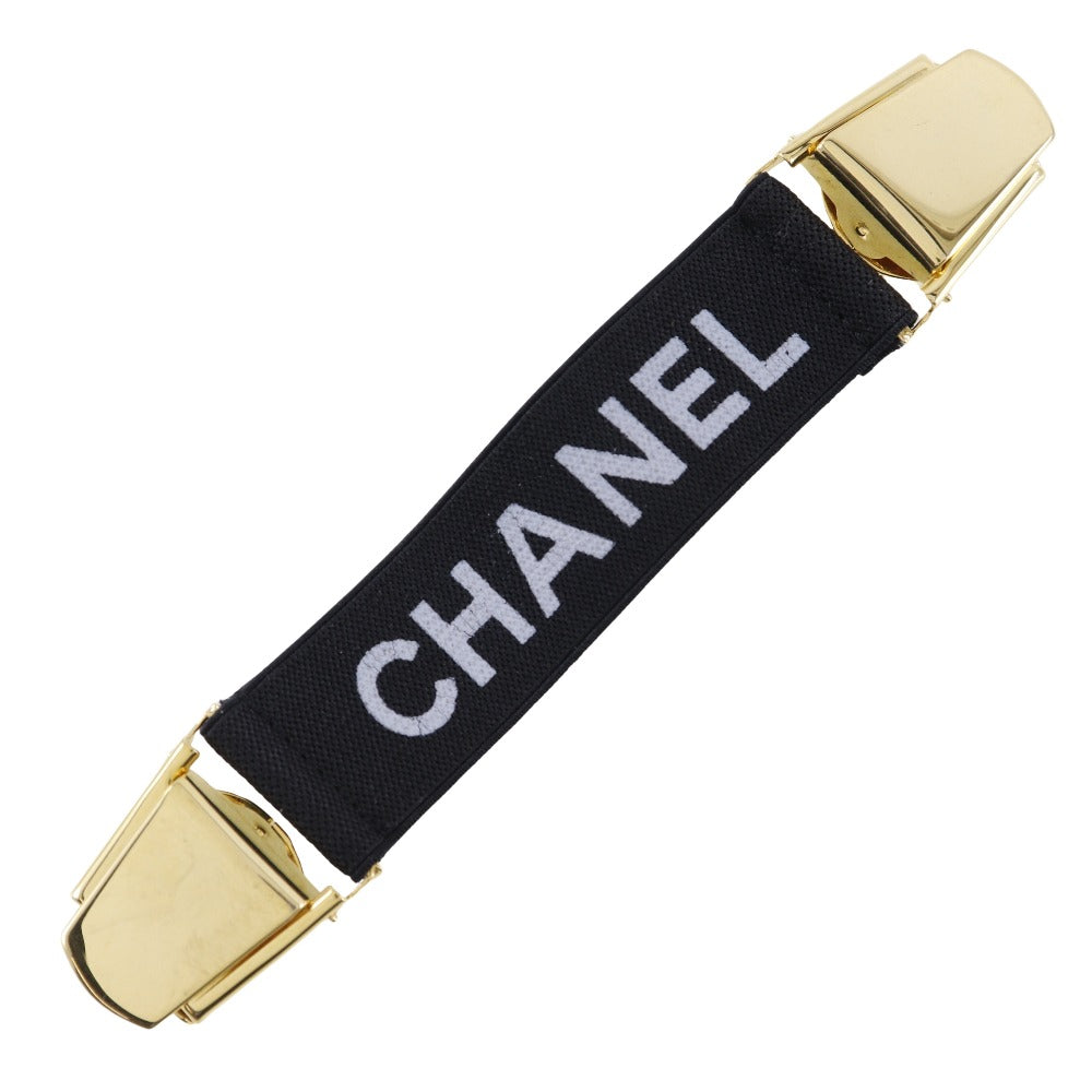 CHANEL Other miscellaneous goods Rubber, Plated Gold black Clip logo Arm band Women Used Authentic