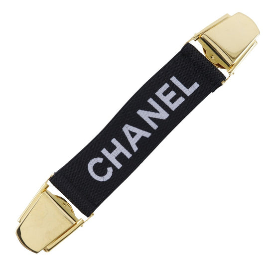 CHANEL Other miscellaneous goods Rubber, Plated Gold black Clip logo Arm band Women Used Authentic