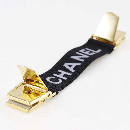 CHANEL Other miscellaneous goods Rubber, Plated Gold black Clip logo Arm band Women Used Authentic