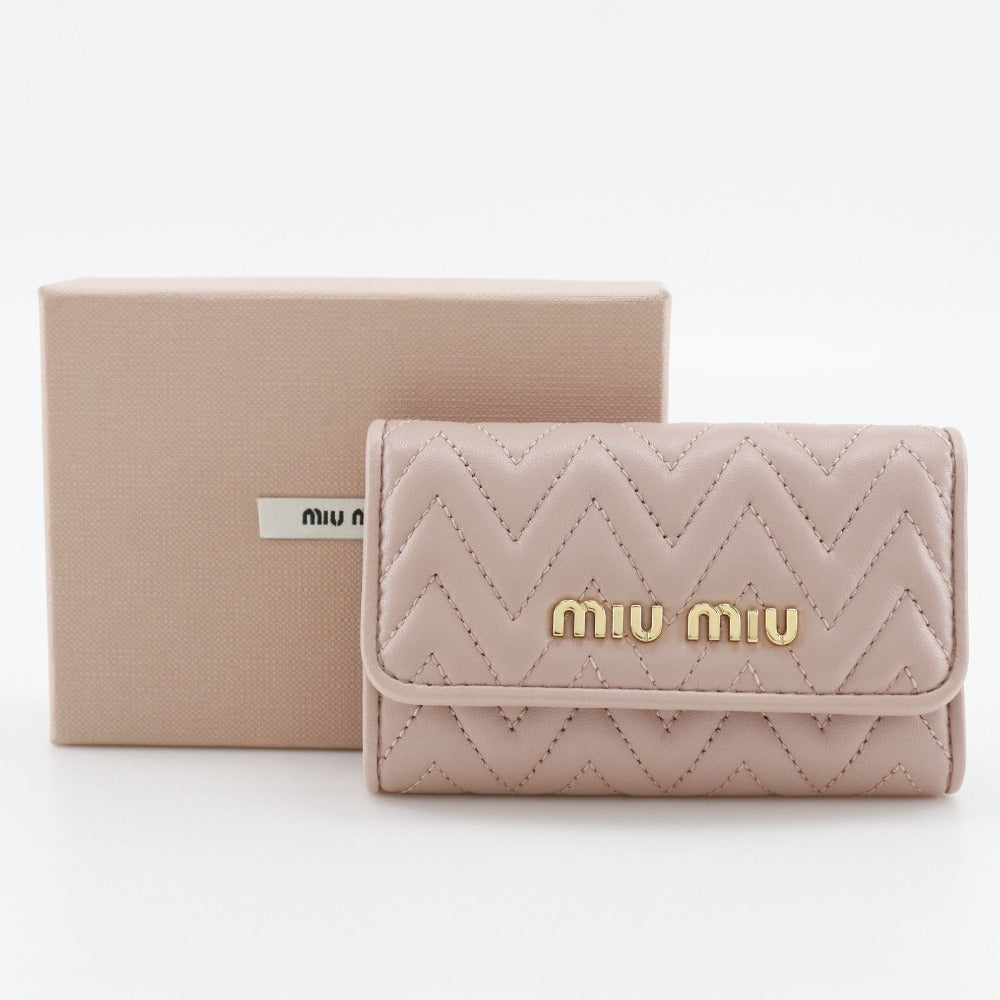 MIUMIU Key case Key holder  5PG222 leather pink Materasse Women Used Authentic