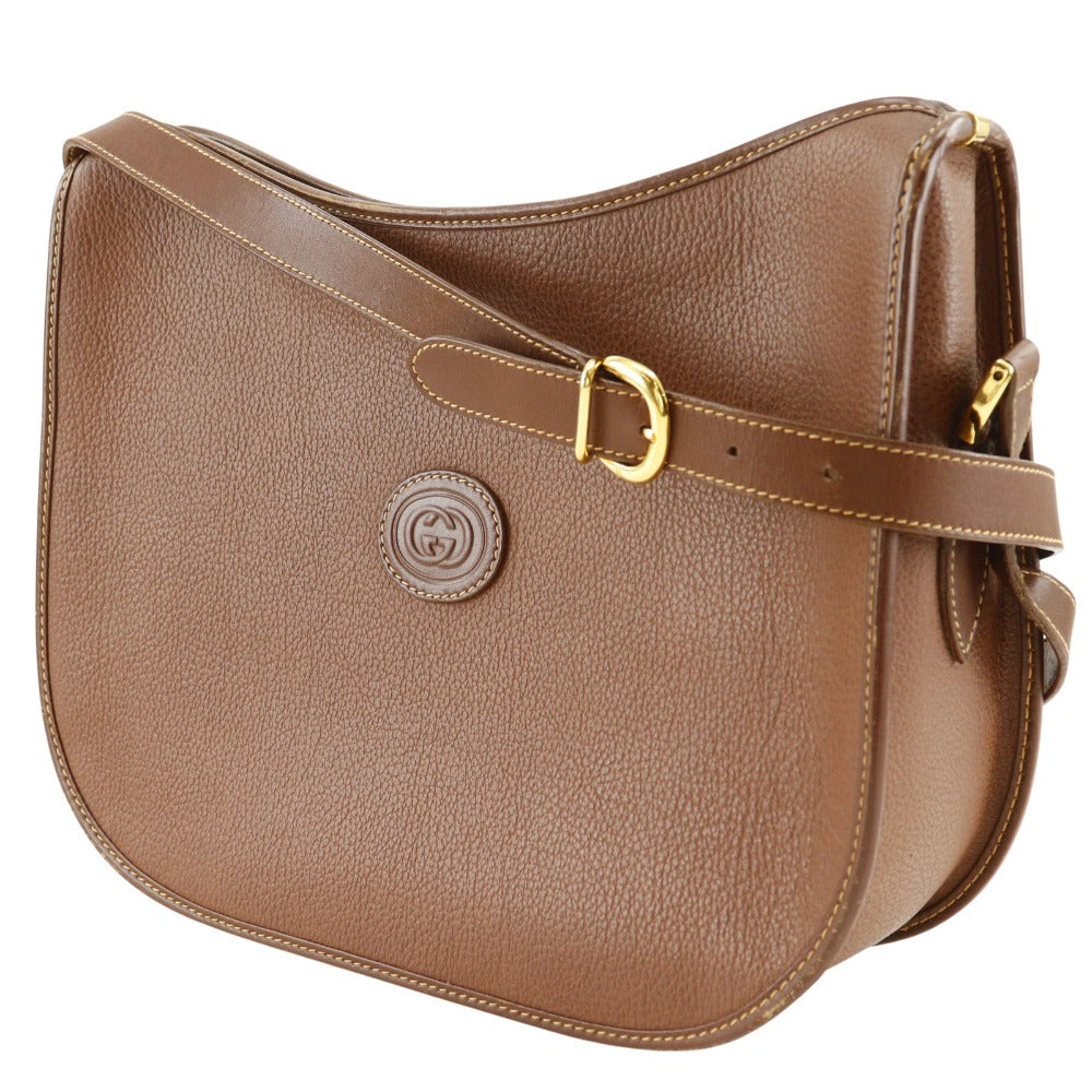 GUCCI Shoulder Bag 001.084.1036 Calfskin Brown Old Gucci Interlocking G Women Used Authentic