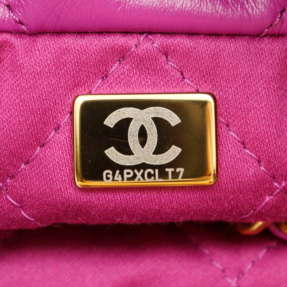 CHANEL Shoulder Bag AS3980 Calfskin purple 2WAY handbag 22 Mini Bag Women Used Authentic