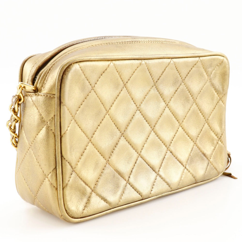 CHANEL Shoulder Bag A03727 lambskin gold Matrasse Fringe ChainShoulder Women Used Authentic