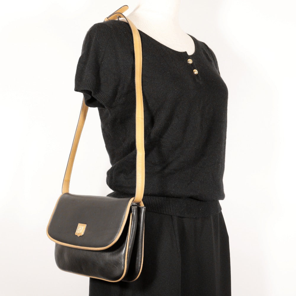 CELINE Shoulder Bag Calfskin black 2-way clutch Old Celine Women Used Authentic