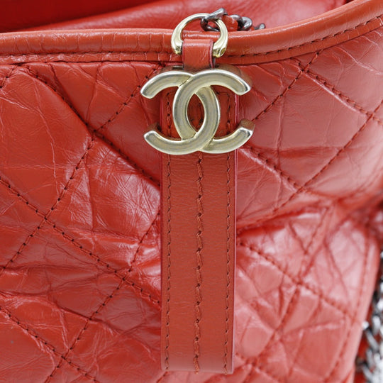 CHANEL Shoulder Bag Calfskin Red Hobo bag Gabriel de Chanel Women Used Authentic