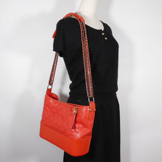 CHANEL Shoulder Bag Calfskin Red Hobo bag Gabriel de Chanel Women Used Authentic