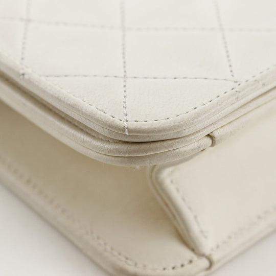 CHANEL Shoulder Bag lambskin White Matrasse ChainShoulder Women Used Authentic