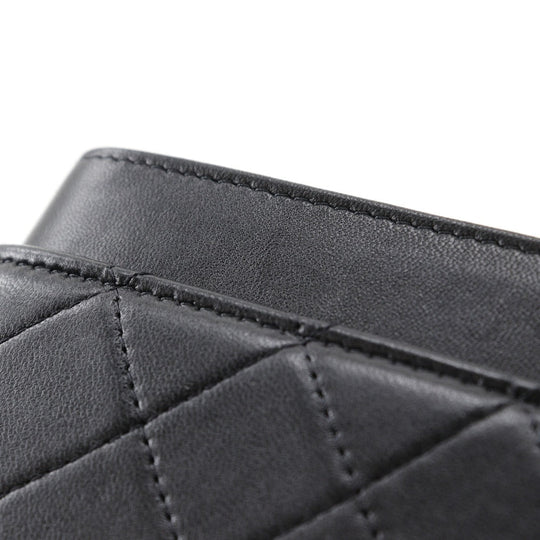 CHANEL Shoulder Bag lambskin black Matrasse Chain pochette Women Used Authentic