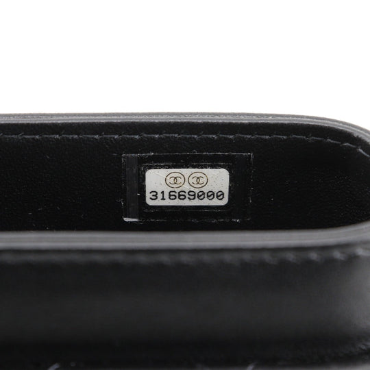 CHANEL Shoulder Bag lambskin black Matrasse Chain pochette Women Used Authentic