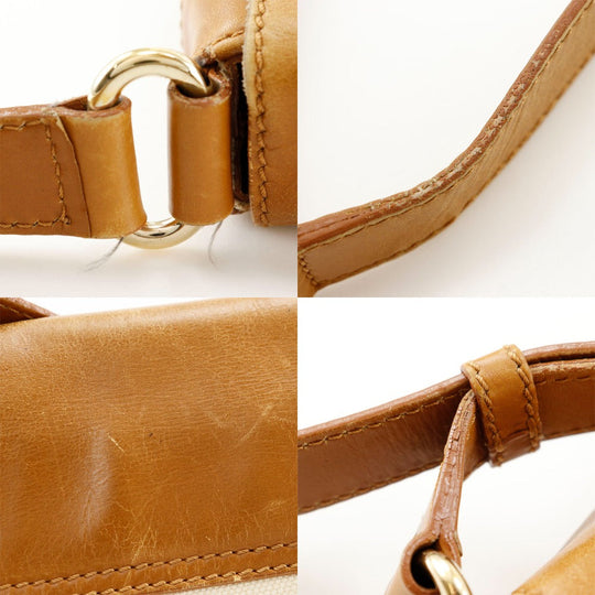 CELINE Shoulder Bag canvas beige Carriage Metal Women Used Authentic