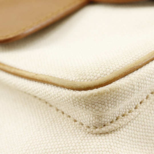 CELINE Shoulder Bag canvas beige Carriage Metal Women Used Authentic